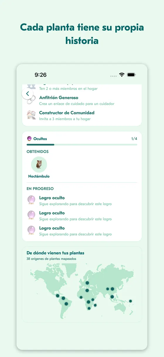 Pantalla de logros con mapa de hitos